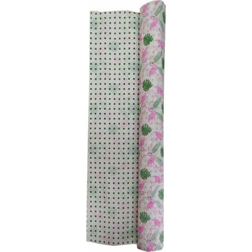 Гофробумага фламинго/зеленые квадраты 5х0,75м 75 г/м2 (1920)