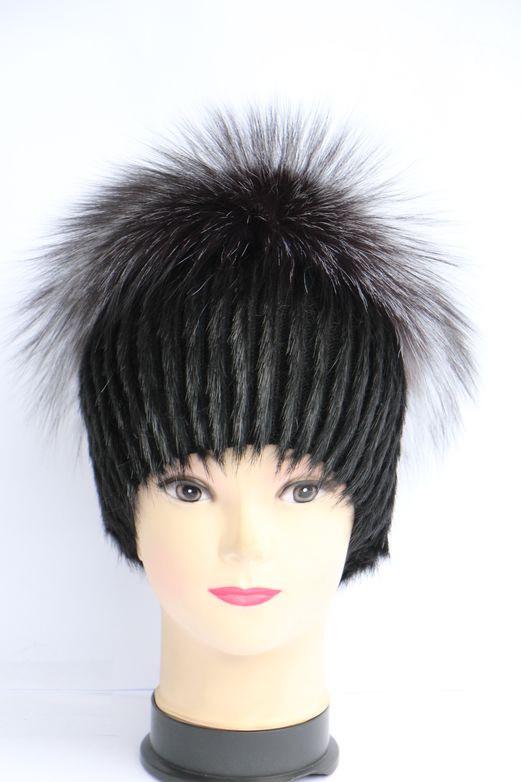 Шапка женская из меха нутрии и чернобурки (28597)