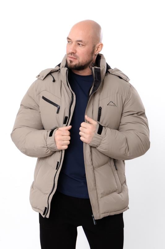 Куртка зимова чоловіча з кишенями та відстібним капюшоном Носи Своє р. 48 Бежевий (16243) Куртка зимова чоловіча з кишенями та відстібним капюшоном Носи Своє р. 48 Бежевий (16243)