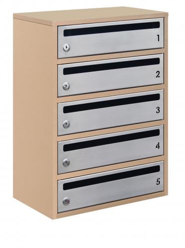 Почтовый ящик Lev-metal Е2-05.F на 5 секций 565x390x250 мм Бежево-серый (22050305)