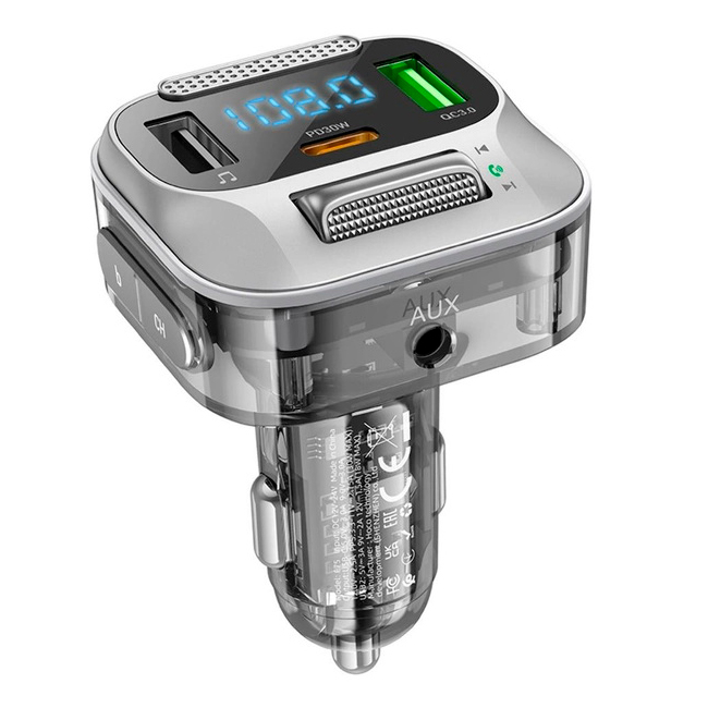 FM-модулятор Hoco E75 Bluetooth 5.0 зарядка USB Type-C Черный (36049)