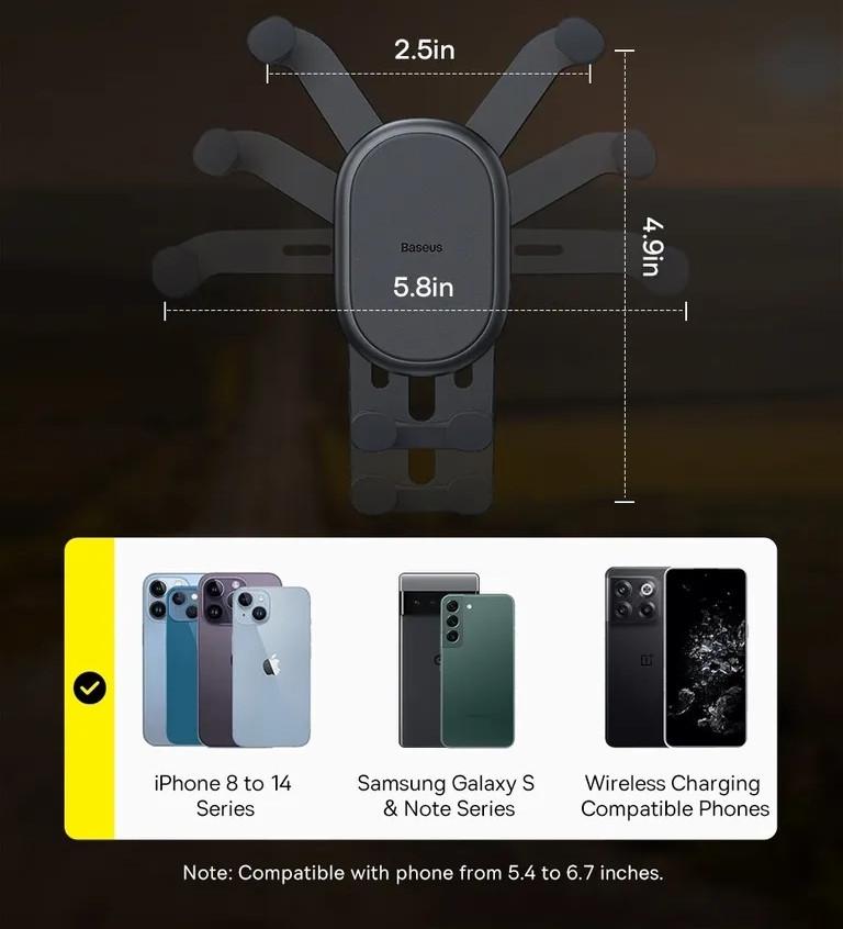 Держатель для телефона в машину BASEUS BS CM013 с боковой гравитацией (1910026004) - фото 4