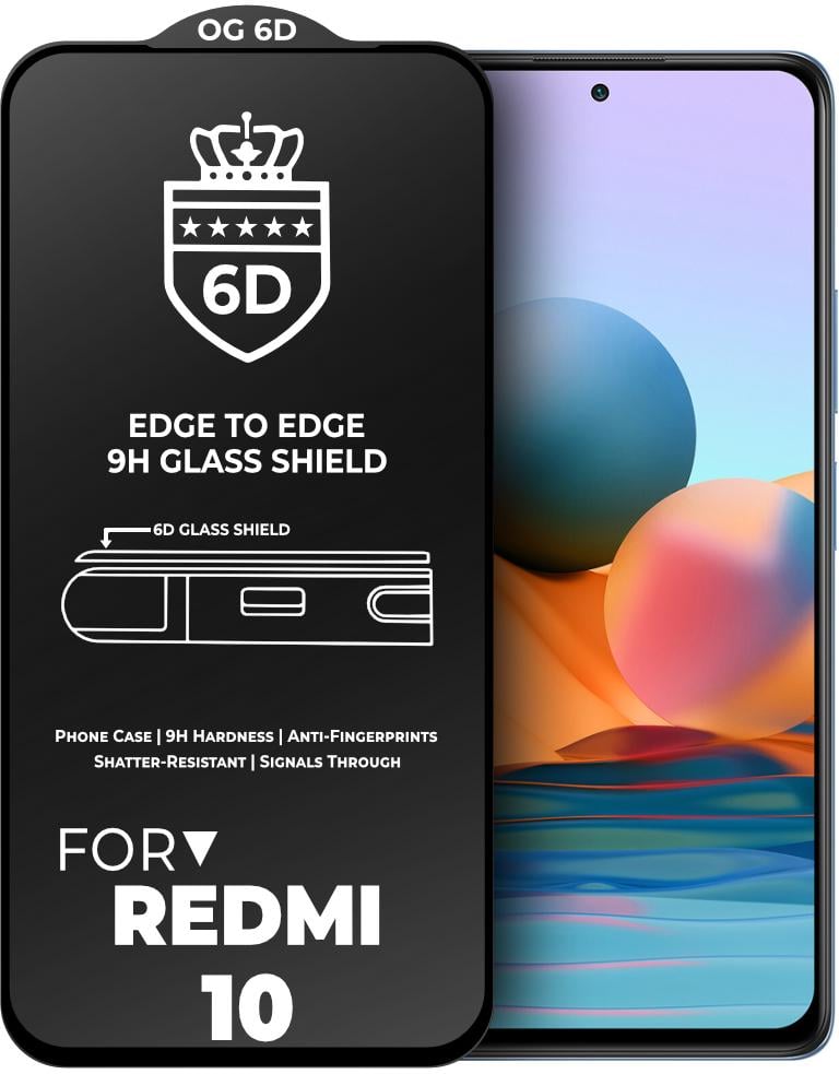 Защитное стекло 6D OG Crown для Xiaomi Redmi 10 Black (24803)
