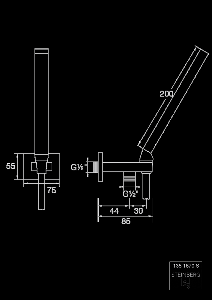 Набор для ручного душа Steinberg 135 1670 S Черный матовый (1719797421) - фото 2 Набор для ручного душа Steinberg 135 1670 S Черный матовый (1719797421) - фото 2