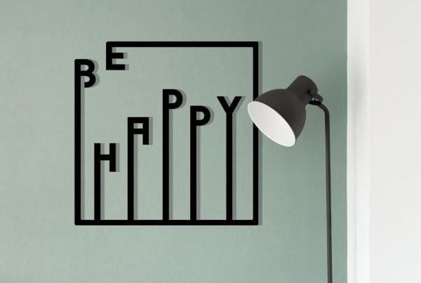 Панно деревянное Decart BE HAPPY настенный декор в стиле минимализм на кухню гостиную и спальню 70х70 см