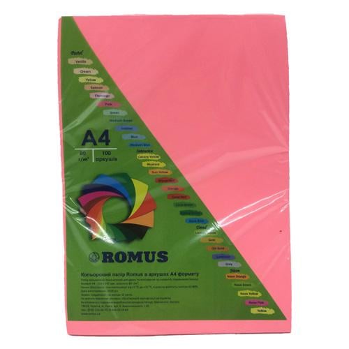 Папір кольоровий Romus А4 80 г/м2 100 арк. Неоновий рожевий (R50720)