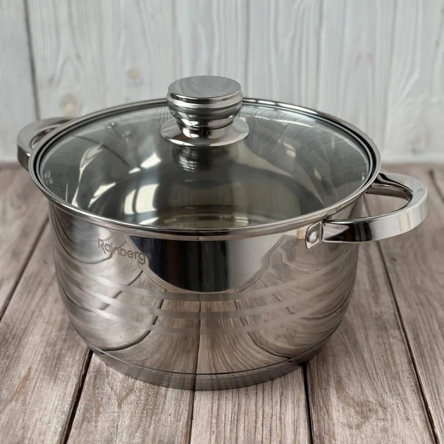 Набір каструль та сковорода з нержавіючої сталі з товстим дном Rainberg RB-601 12 предметів - фото 6