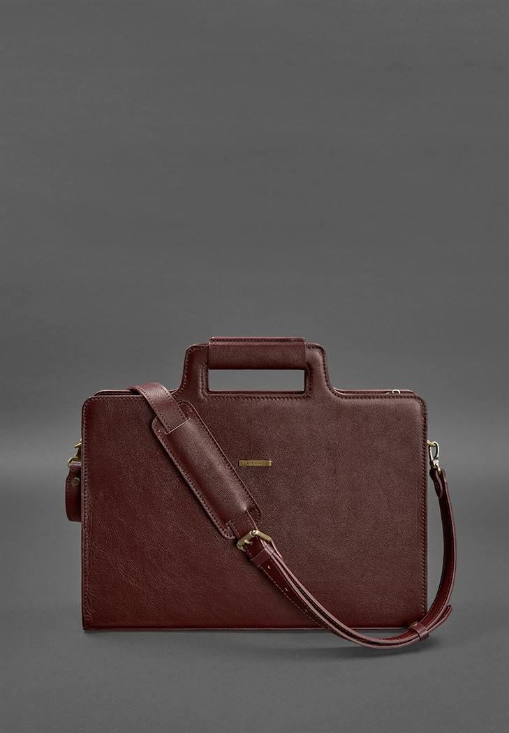 Женская сумка кожаная для ноутбука и документов Бордовый (A-026692) - фото 2