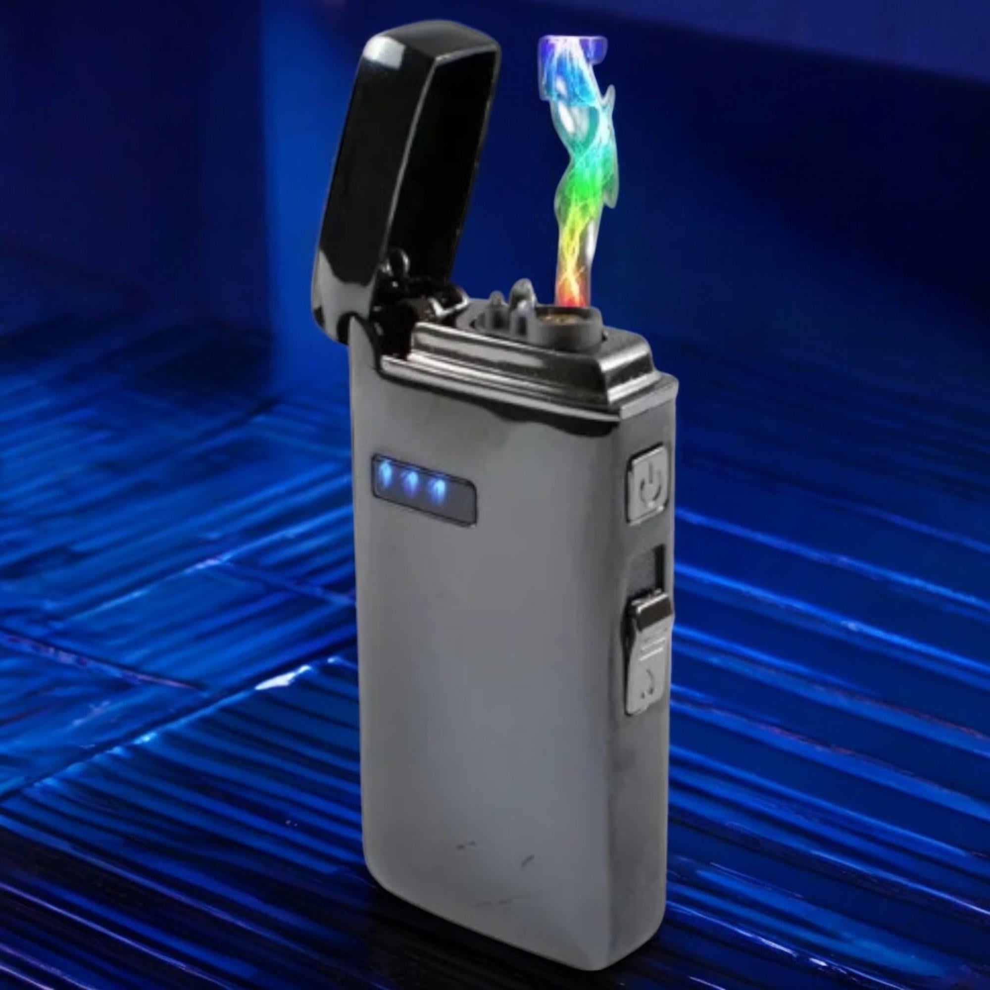 Зажигалка газовая USB Lighter L-224 дуговая электроимпульсная с индикатором заряда в подарочной упаковке Black (L-224)