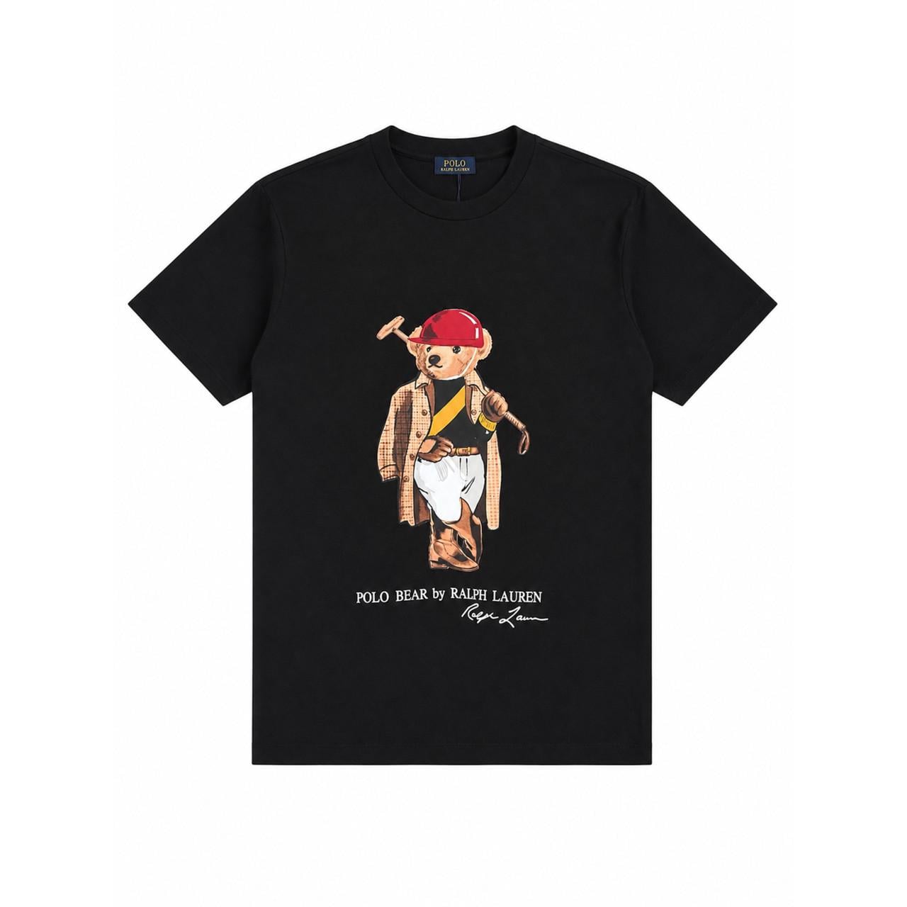 Футболка Polo Ralph Lauren Oversize Premium с дизайнерским принтом мишки Black