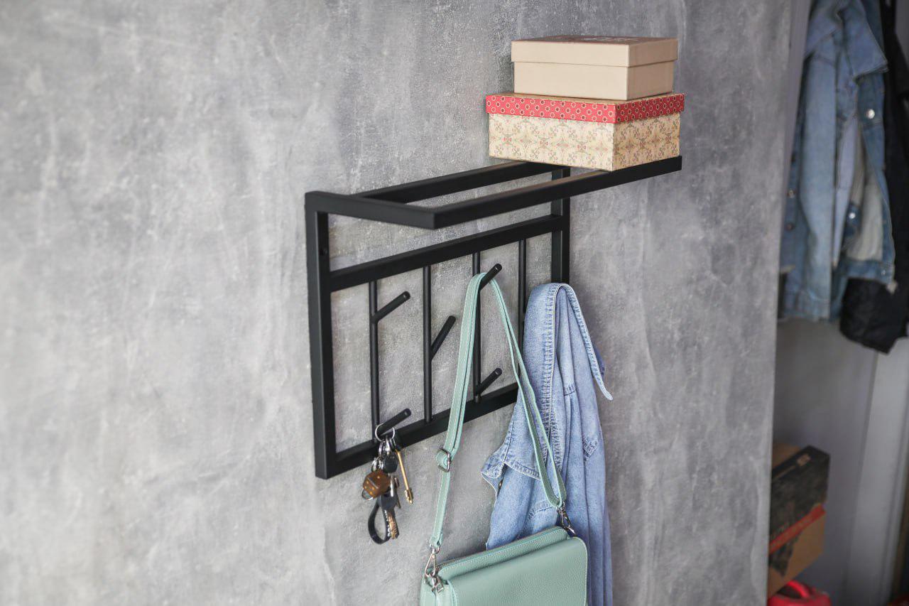 Вешалка металическая в стиле лофт с подвижными крючками 50х20х35 см (ML-93.2)