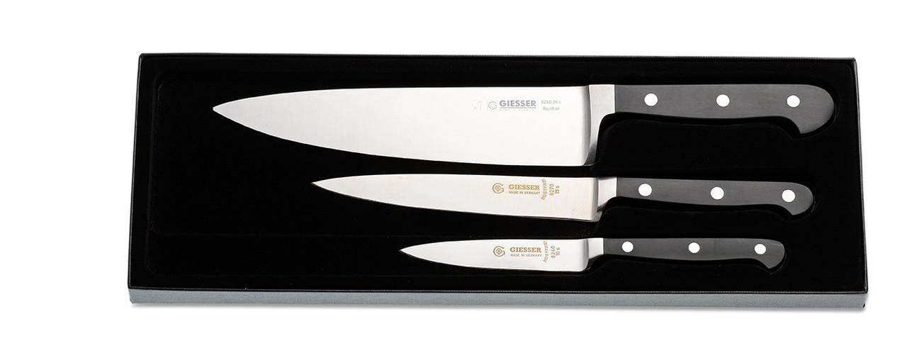 Набор ножей Giesser Chef's Classic нож для овощей 100 мм/универсальный 150 мм/шеф-нож 200 мм 3 предмета Черный