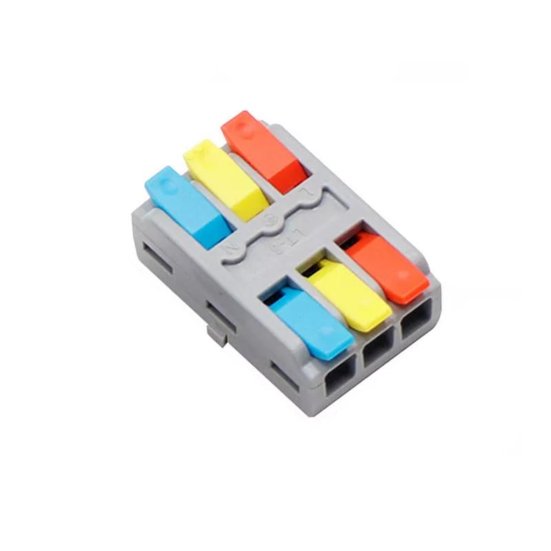 Клемма проходная Tactix 0,5-4 мм2 32А 3х1-3х1 одинарная 29х17,8х9,5 мм Разноцветный (CT3)