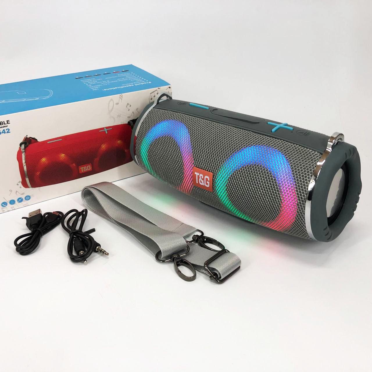 Портативна колонка з RGB підсвічуванням та ремінцем Сірий (TG642) - фото 10