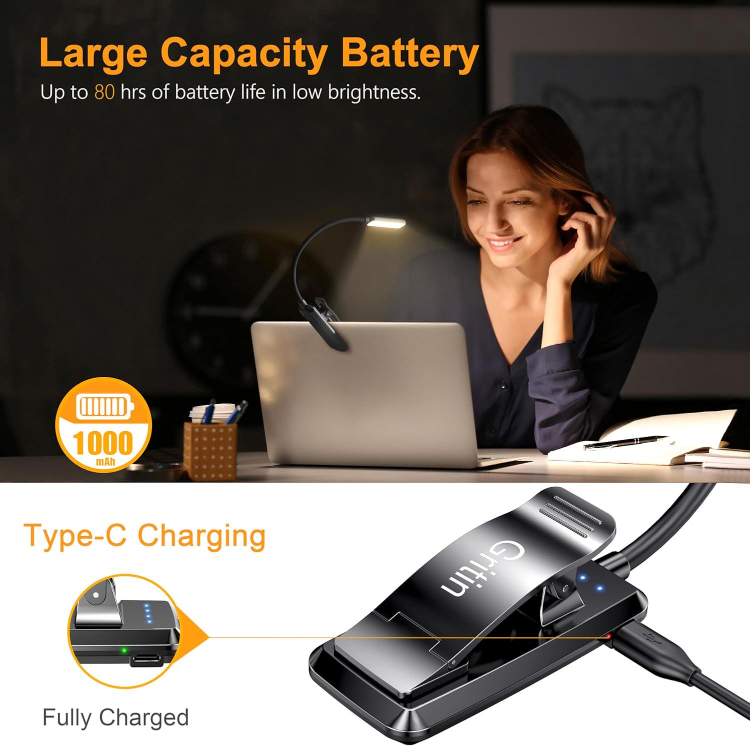 Лампа для чтения Gritin 9 LED аккумуляторная 1000 mAh до 80 ч работы (G1330) - фото 4