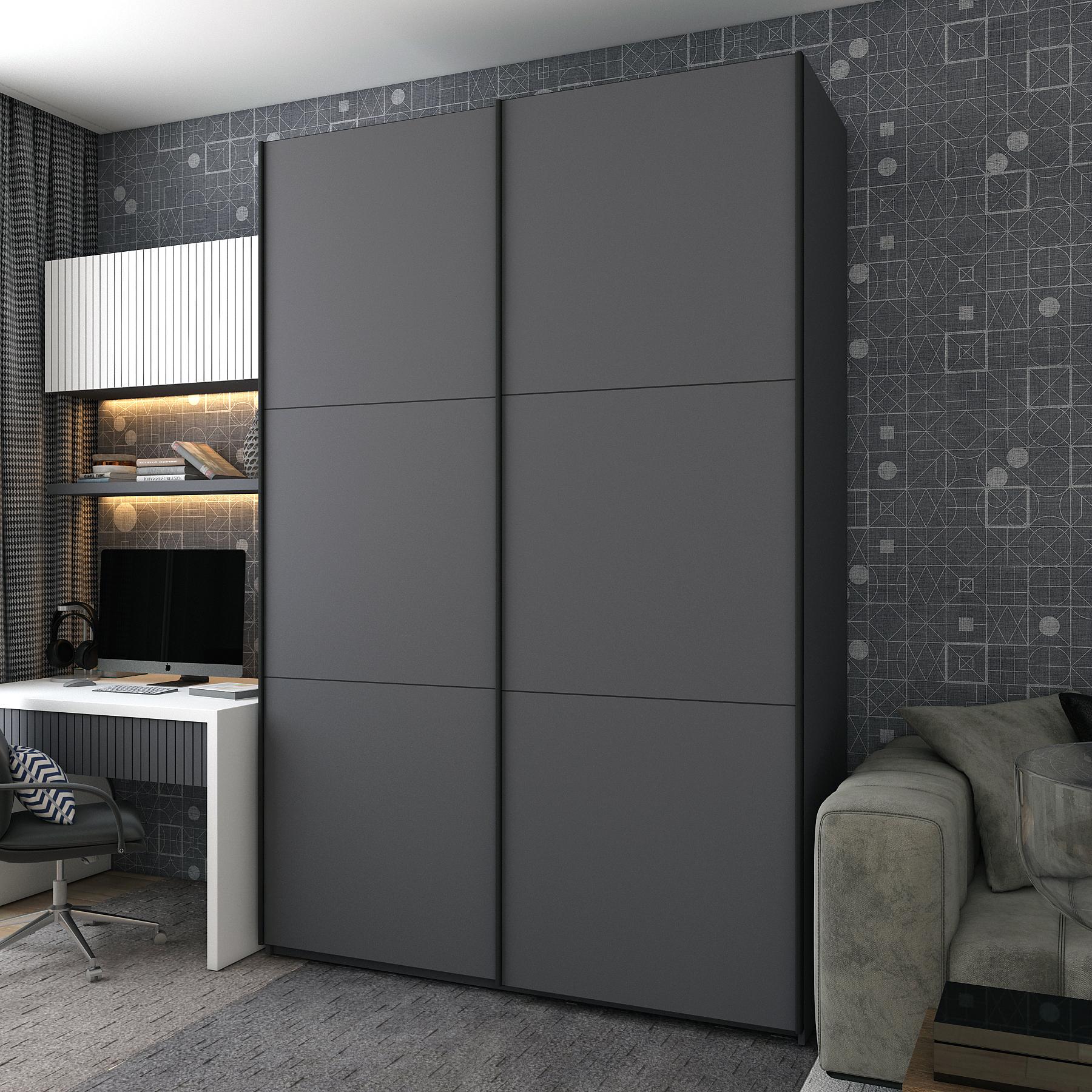 Шафа-купе дводверна Doros G-Caiser 180х60х240 см Графітовий (DRS-011034)