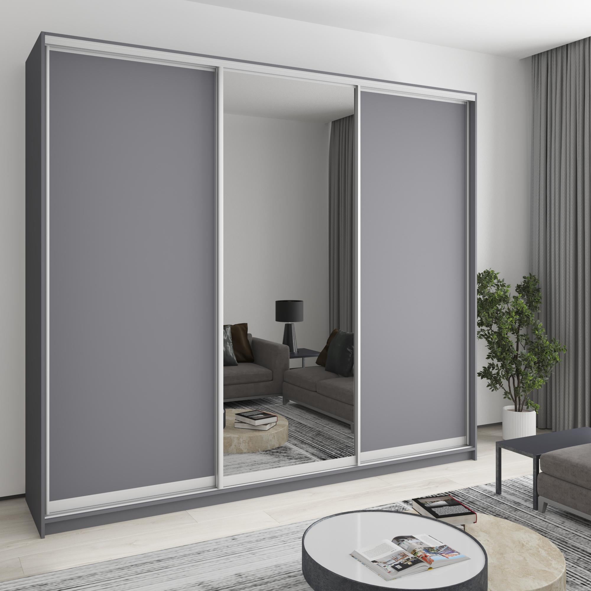 Шкаф-купе трехдверный MebelStar Комбо AL 2 ДСП/зеркало 270x45x240 см Антрацит (MBS-2115)
