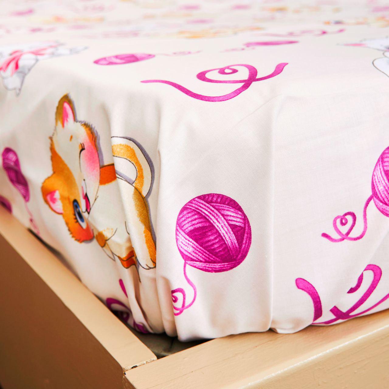 Простынь на резинке Котенок с мячиком бязь 70х140х10 см (20020885)