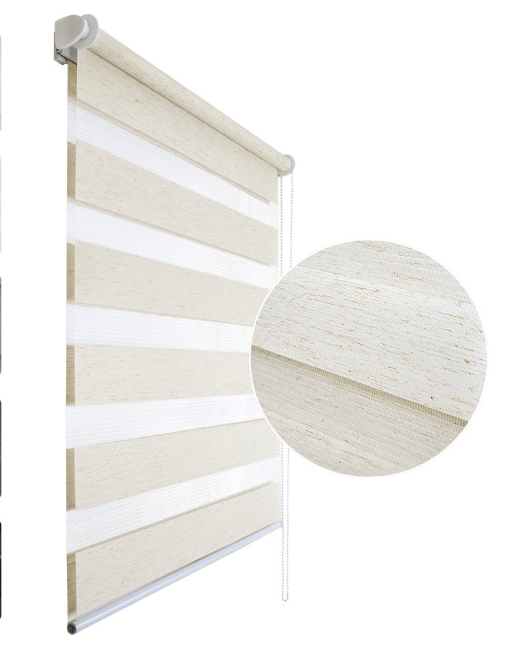 Ролета день-ночь TyulPan Лён 47,5x170 см Молочный - фото 2 Ролета день-ночь TyulPan Лён 47,5x170 см Молочный - фото 2