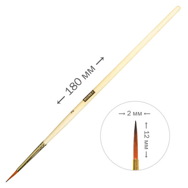 Кисточка синтетическая круглая Monet 101R №2 (M101R2) - фото 2 Кисточка синтетическая круглая Monet 101R №2 (M101R2) - фото 2