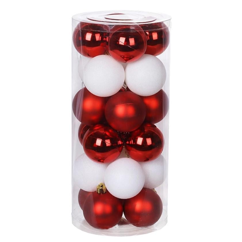 Набір куль новорічних пластикових 24 шт. 6 см (13851)