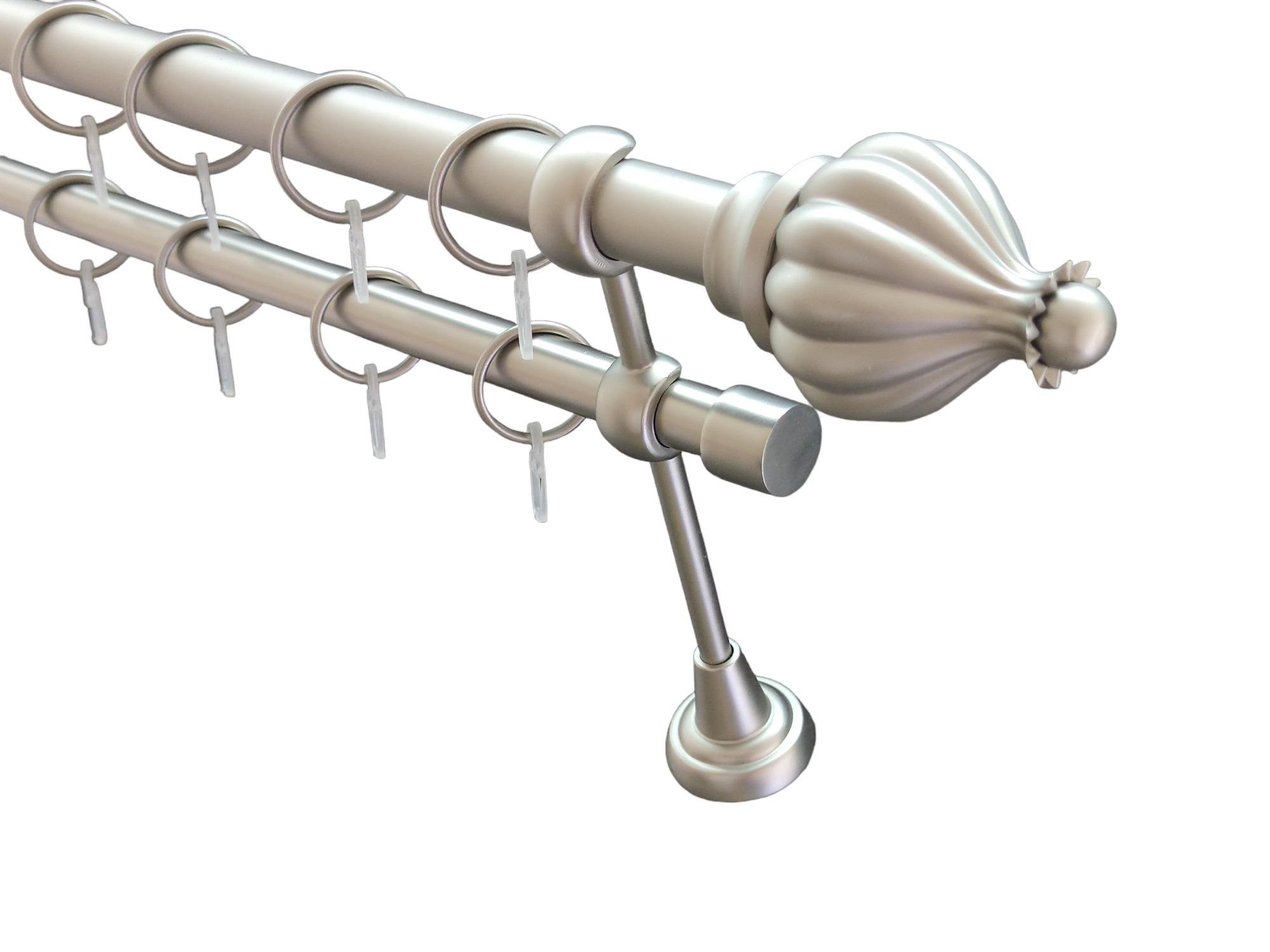 Карниз для штор Orvit Таджа металевий дворядний гладка труба кільце металеве 25/19 мм 200 см Сатин (1148856127)