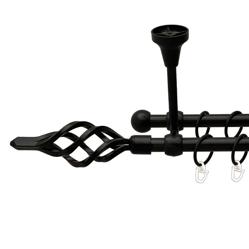 Карниз Orvit Ажур Мала металевий дворядний литий до стелі гладка труба кільце металеве 16/16 мм 180 см Чорний Оксамит (00-00013904)