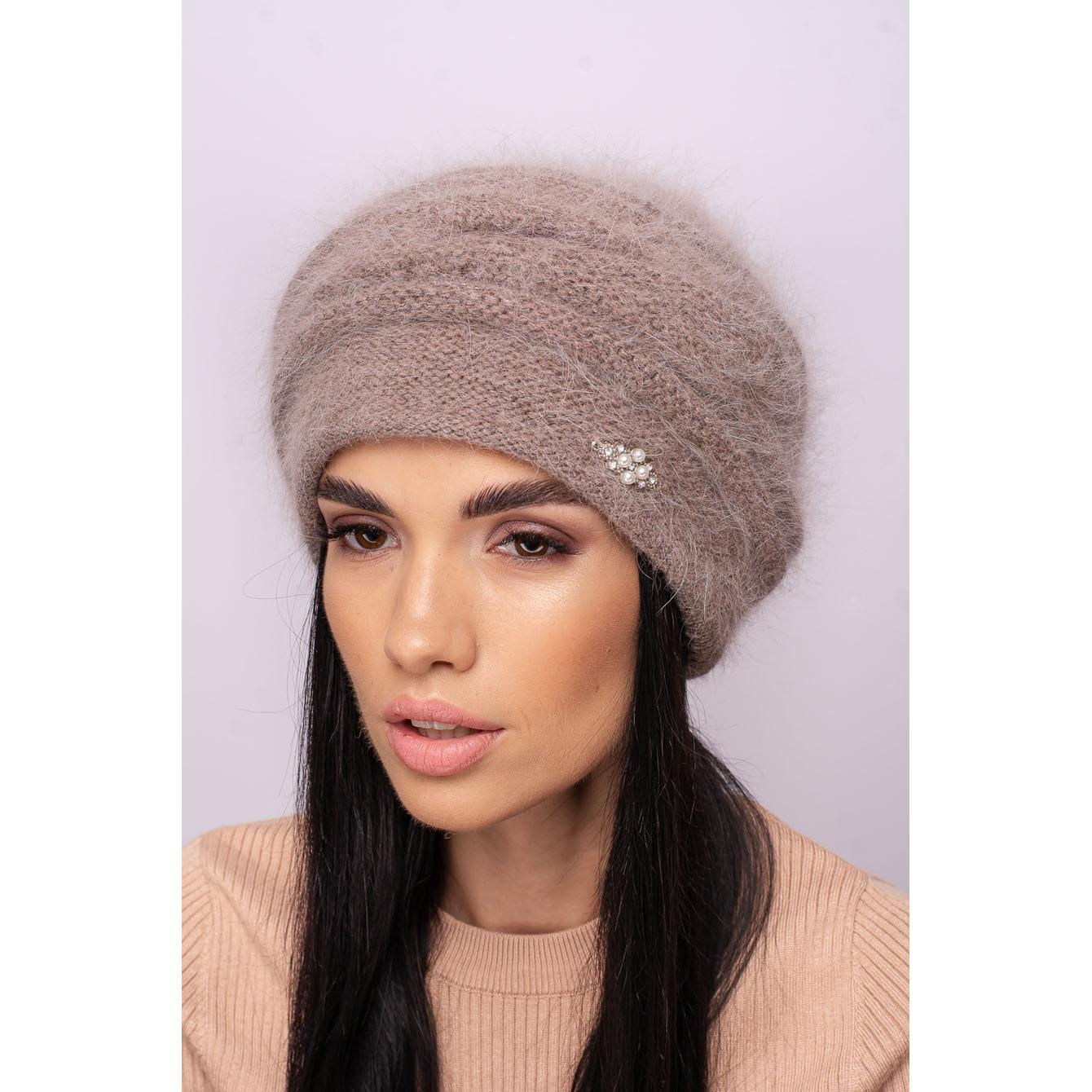 Шапка женская ангоровая двойная Leks Марго one size Какао - фото 1