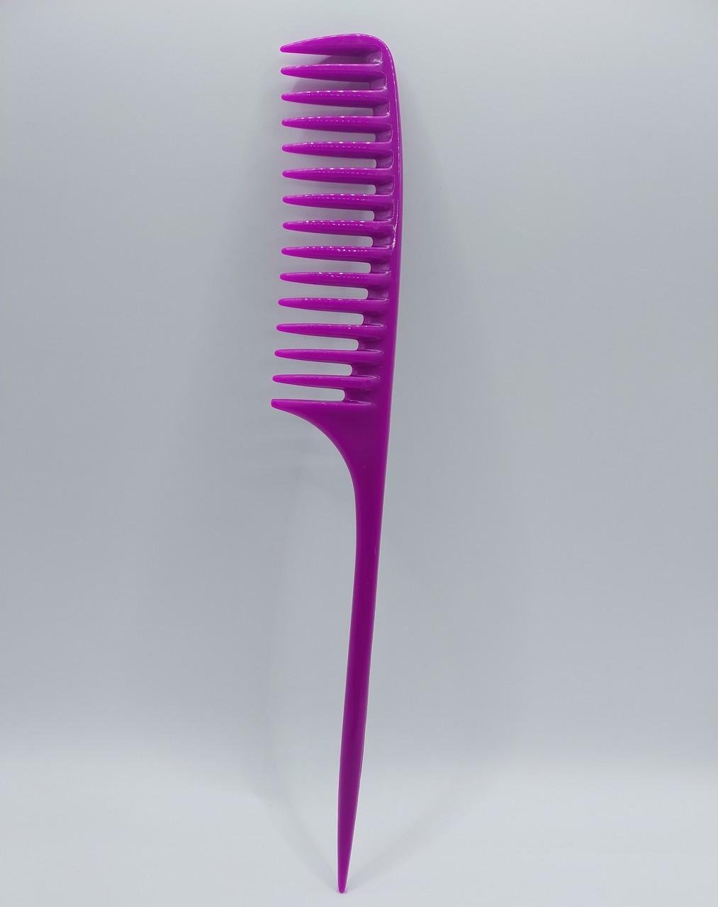 Гребінець перукарський для прочісування фарбованого волосся ДенІС professional з хвостиком Бузковий (1453070590) - фото 4