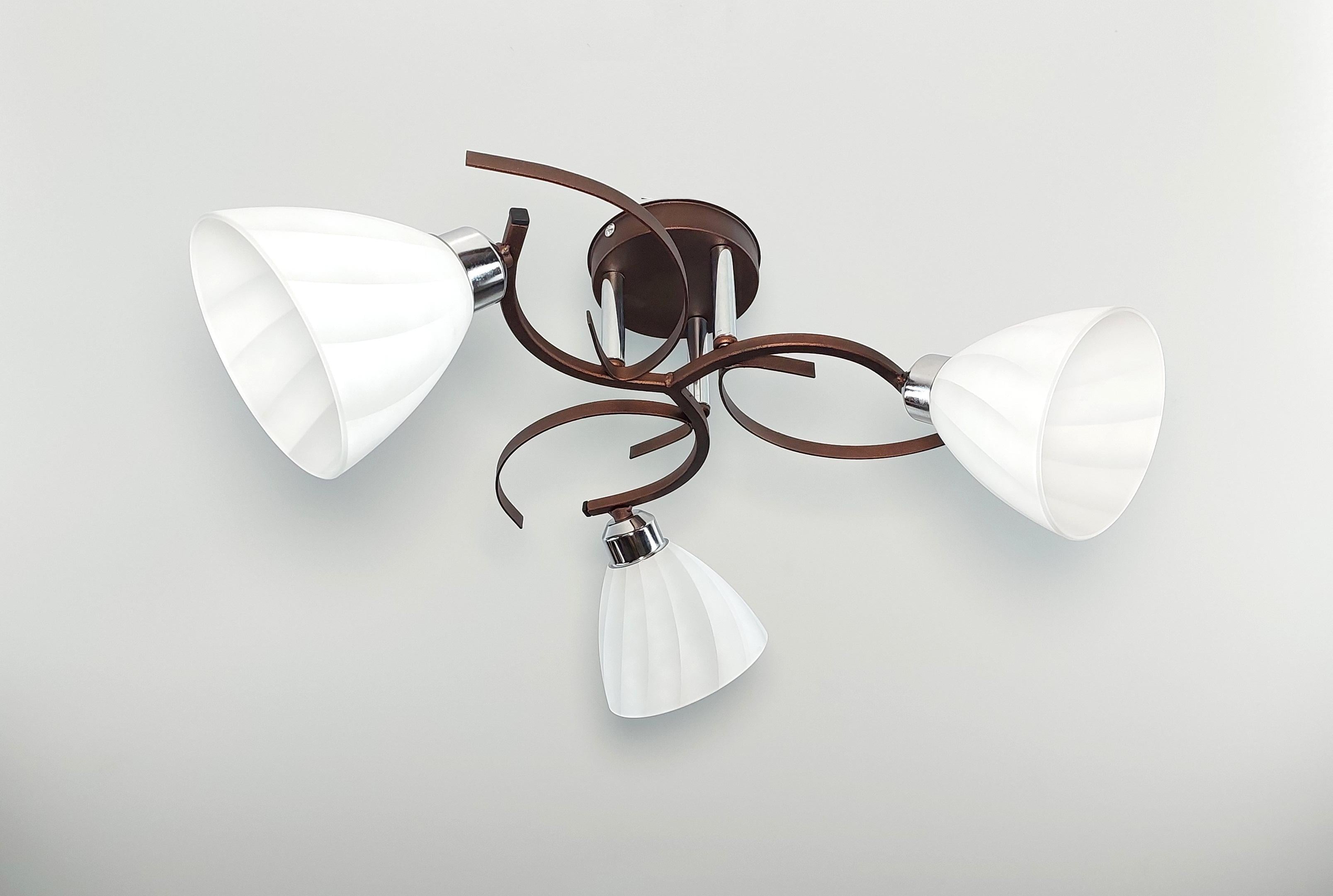 Люстра потолочная 3222/3 на 3 плафона металлическая Коричневый