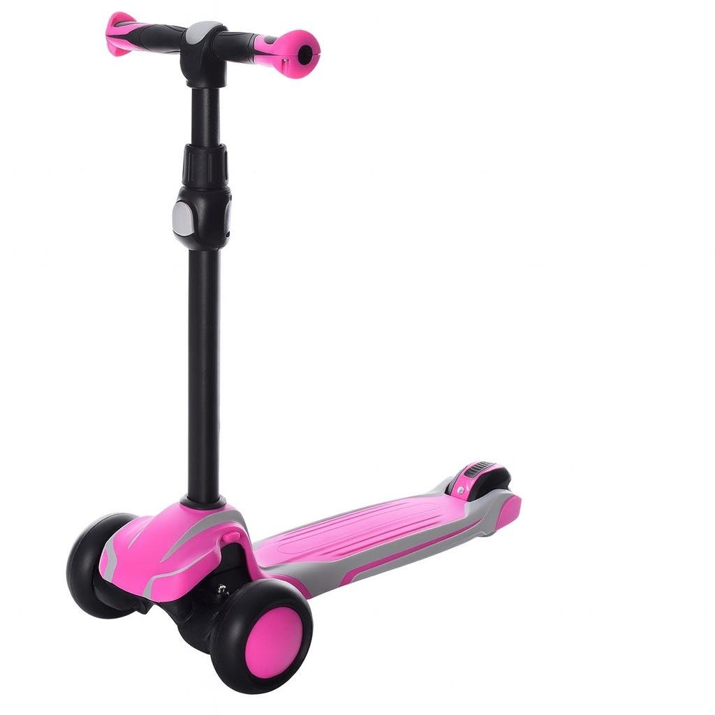 Самокат трехколесные колеса PU 120 мм светящиеся Розовый/Черный (X1-PG)