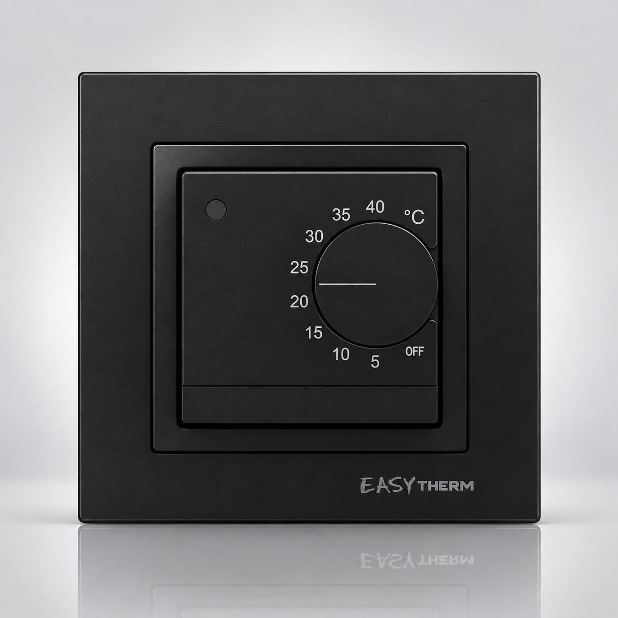 Терморегулятор для теплого пола Easytherm ET-25 16 А с датчиком пола механический Черный матовый