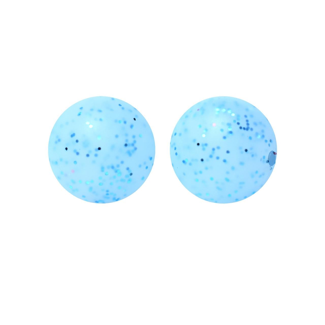 Бусина Шар с блестками силиконовая для грызунков 15 мм Ø 2 мм 5 шт. Голубой (ГЗ0015ш71)