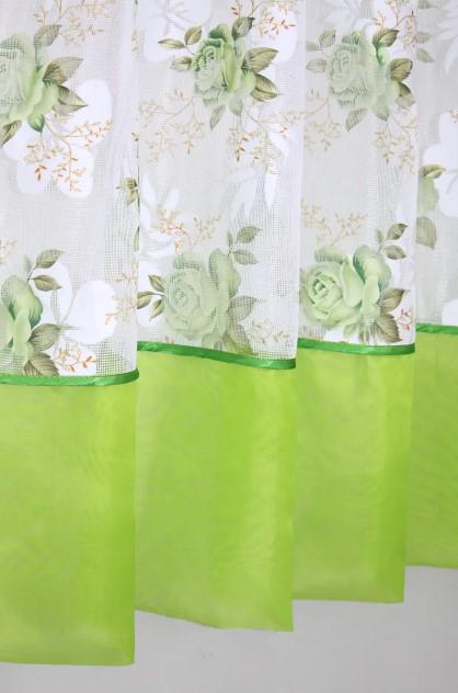 Гардина на кухню шифон/жаккард 270х170 см Салатовый/Белый (047к) - фото 2