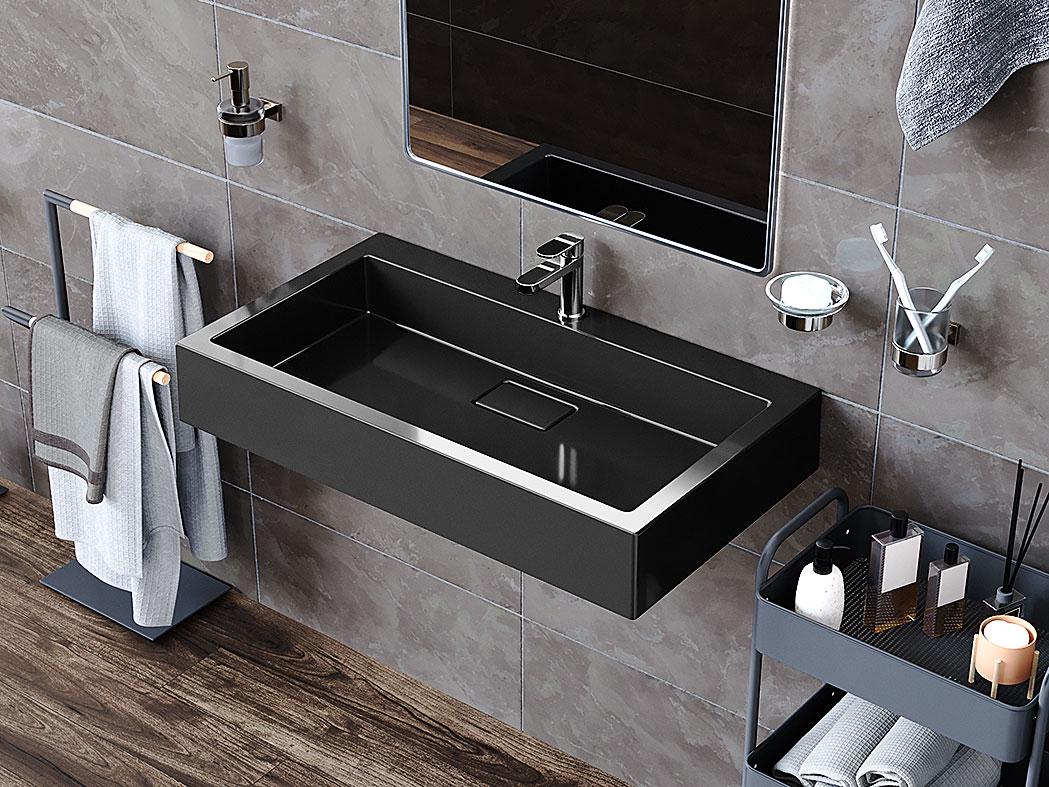 Умывальник подвесной Luxor Verdo 80 см Black (734)