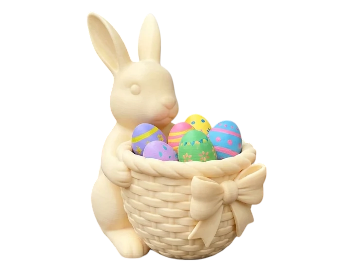 Корзина-зайка Пасхальная с бантом 3D-печать 19 см Белый (2982239183)