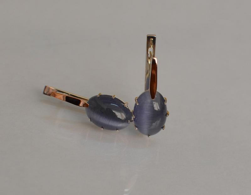 Серебряные серьги Sil с золотыми накладками 147s-4 Голубой (Sil-1123)