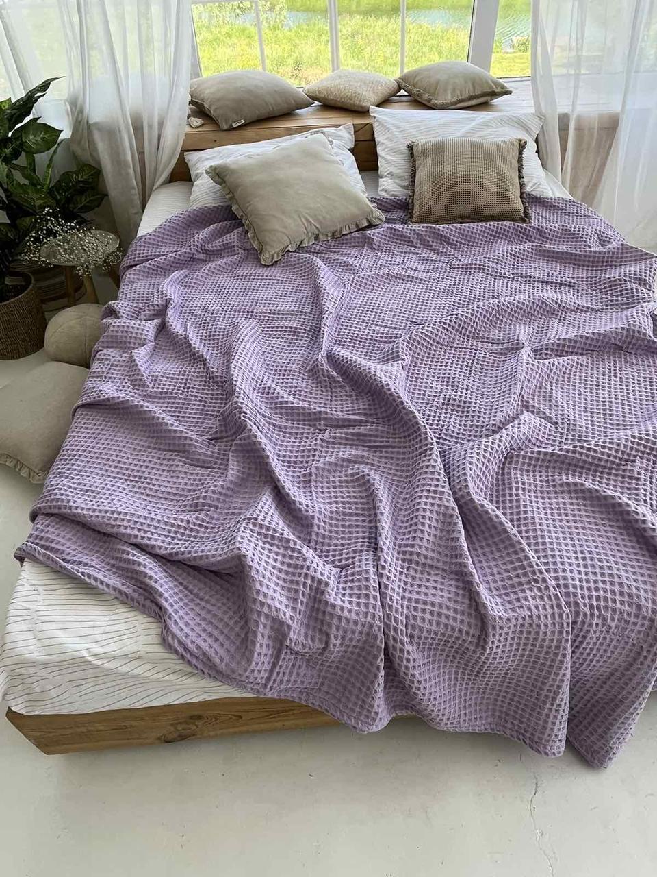 Покрывало ZEINTEX Greece хлопковое вафельное 230х280 см Лиловый (18094281) - фото 2 Покрывало ZEINTEX Greece хлопковое вафельное 230х280 см Лиловый (18094281) - фото 2