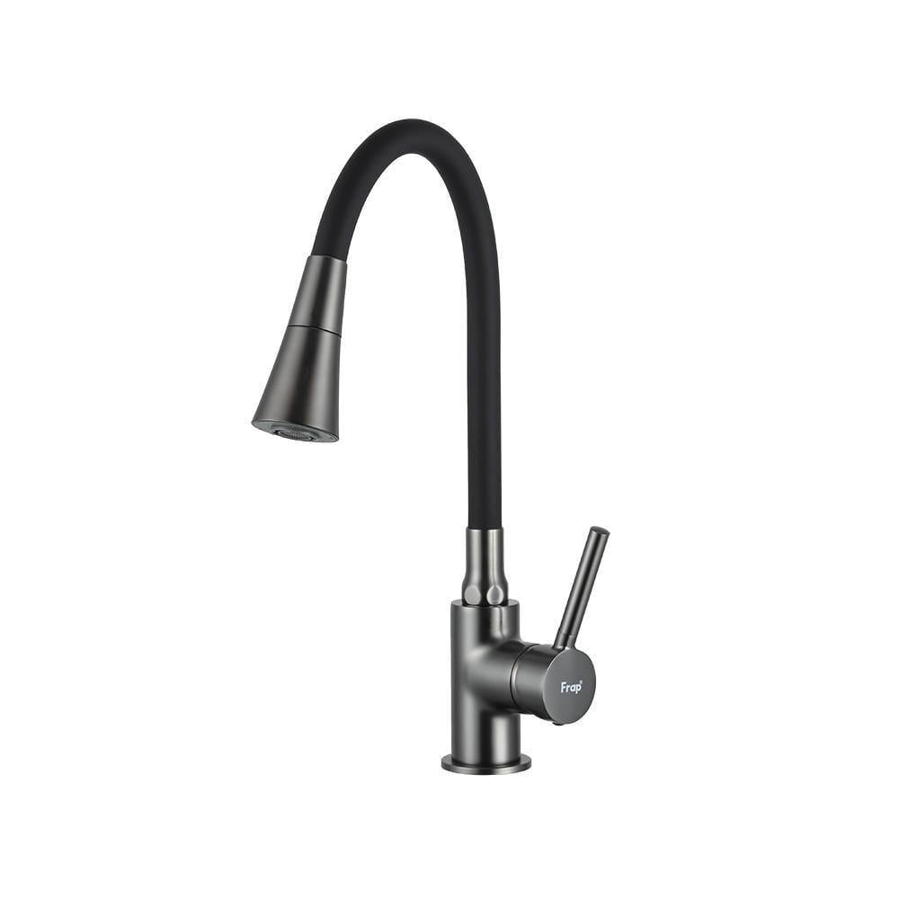 Змішувач для кухні Frap F4044-9 з гнучким виливом аератор 2 режими Збройова сталь (2021409158)