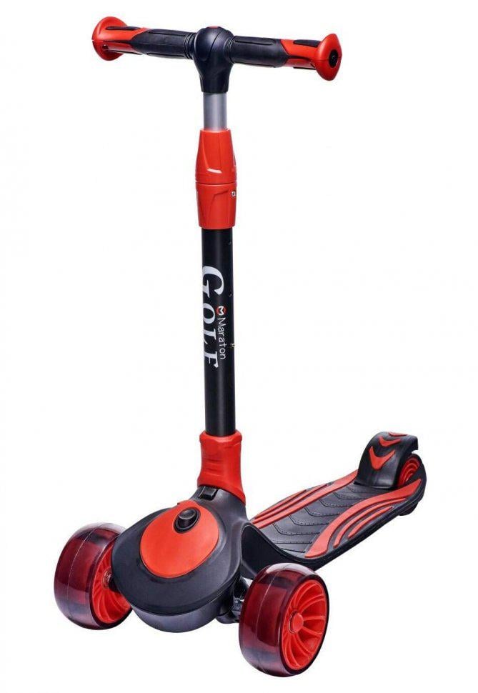 Самокат детский трехколесный складной Maraton Golf G до 80 кг подшипники ABEC 7 с регулируемым рулем Красный (Golf G-3 mt)