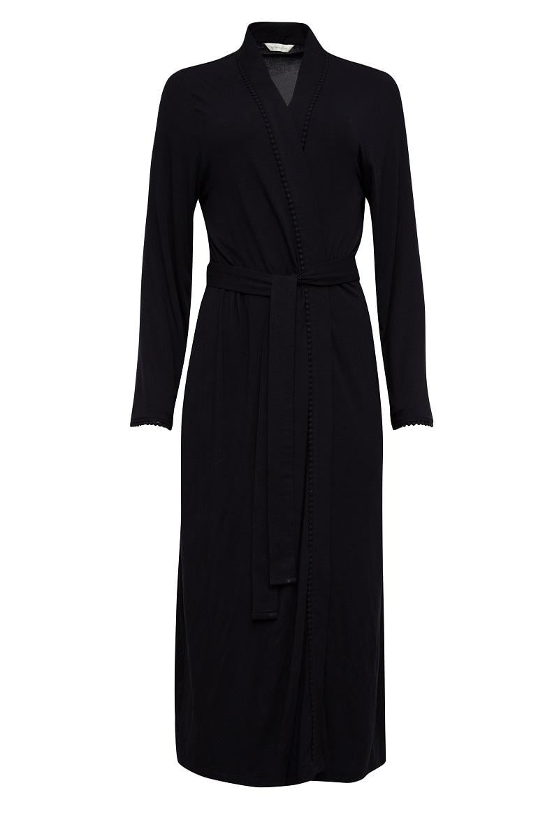 Халат женский длинный Nora Rose Marcella 1709 р. 20 3XL Черный (5051877418745)