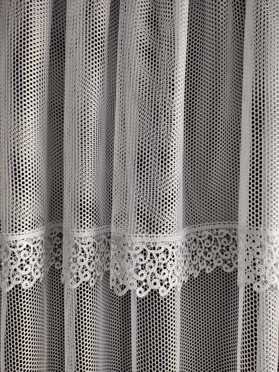 Тюль-сетка Грек на окно с маленьким кружевом 310х170 см Молочный (грк-002) - фото 2 Тюль-сетка Грек на окно с маленьким кружевом 310х170 см Молочный (грк-002) - фото 2