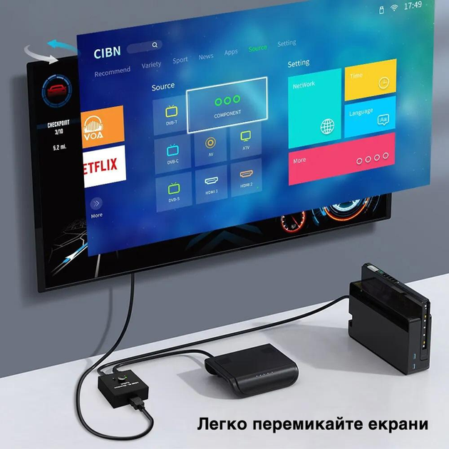 Розгалужувач Bi-Direction Switch HDMI на 2 порти 4К 60Hz Black (SHD122W4K60K) - фото 12