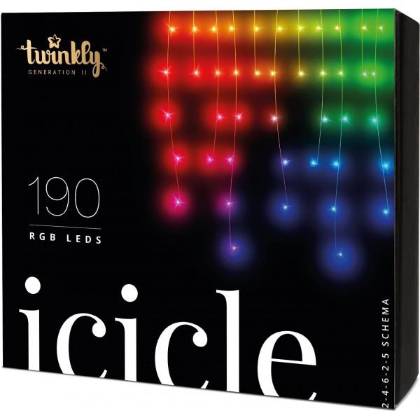 Гірлянда Twinkly Icicle RGB 190, BT+ WiFi, Gen II, IP44 кабель прозрачный (TWI190STP-TEU)