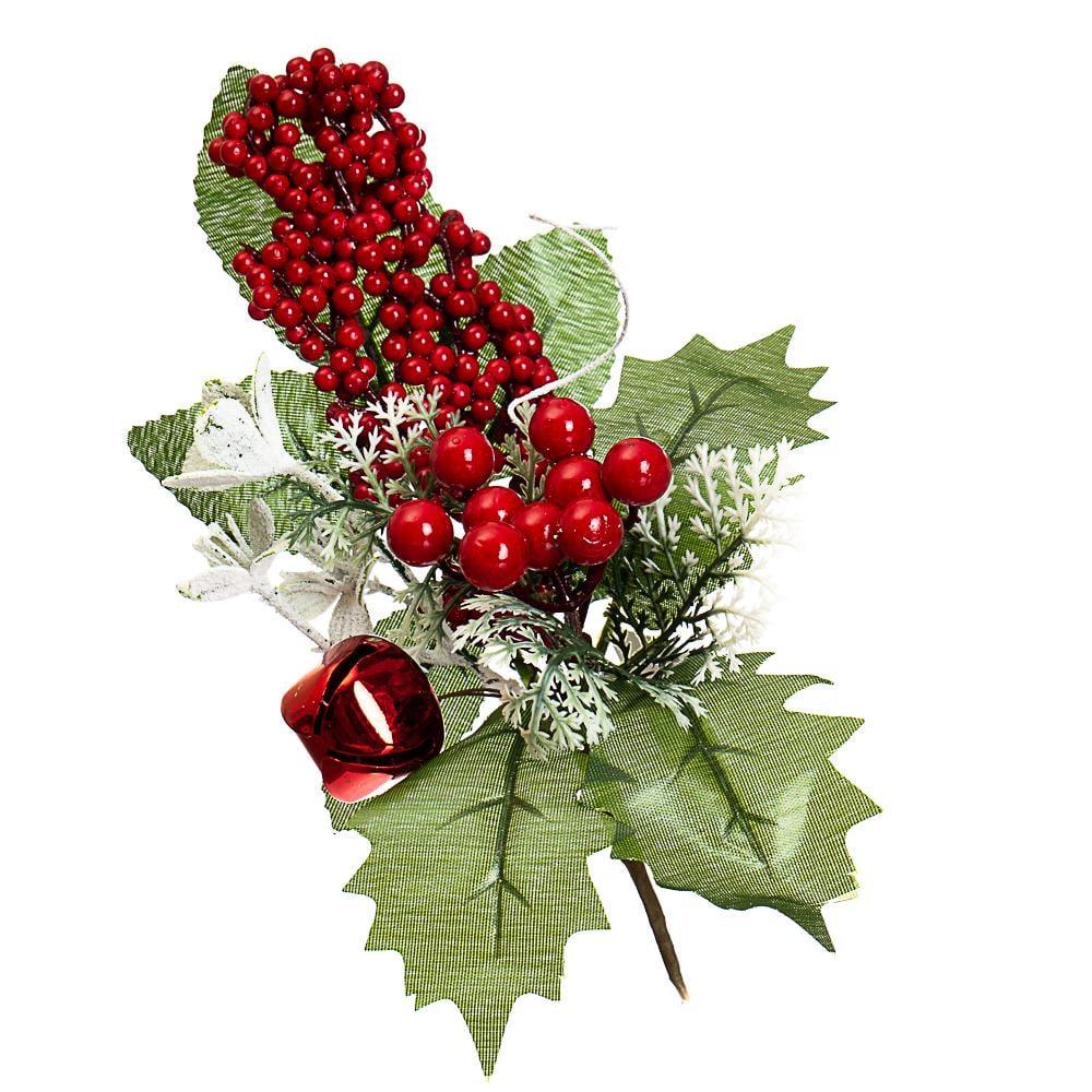 Декоративная ветка Elisey Остролист с гроздью ягод (033NM)