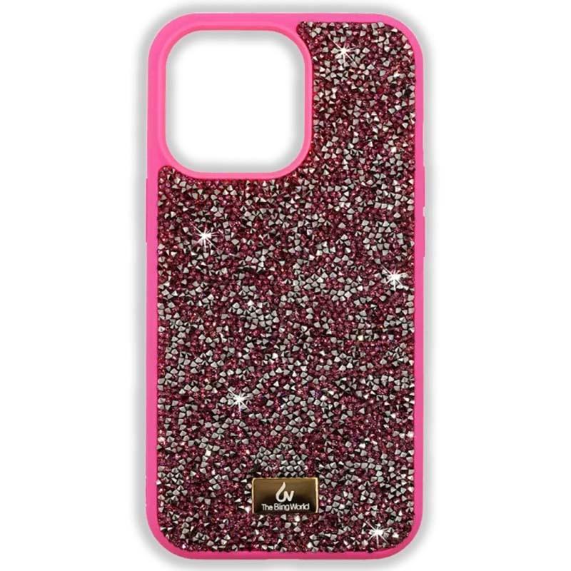 Противоударный TPU чехол Bling World Rock Diamond для Apple iPhone 15 Pro Max (6.7") Ярко-розовый