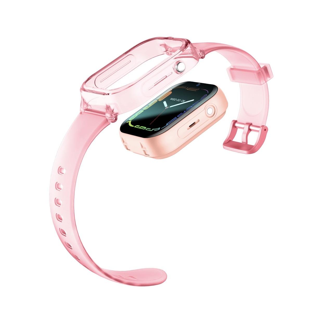 Смарт-часы детские Lemfo K26 с GPS видеозвонком/прослушиванием/камерой и 2 дополнительными корпусами Розовый (26389423) - фото 8