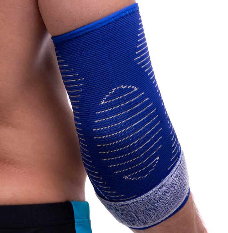 Налокотник с фиксирующим ремнем Sibote ST-7027 эластичный Синий р. L/XL (6936116101502) - фото 3