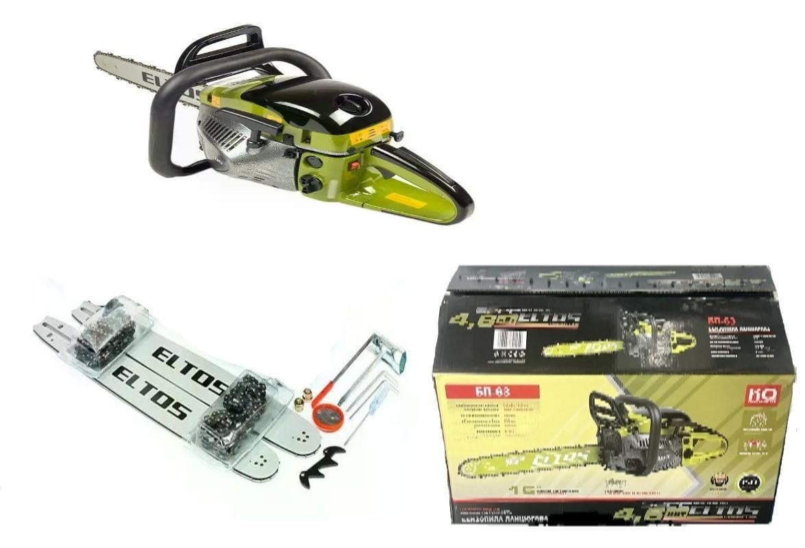Бензопила ELTOS БП-63 шини 2 шт./ланцюги 2 шт. 400/450 мм (28577273) Бензопила ELTOS БП-63 шини 2 шт./ланцюги 2 шт. 400/450 мм (28577273)