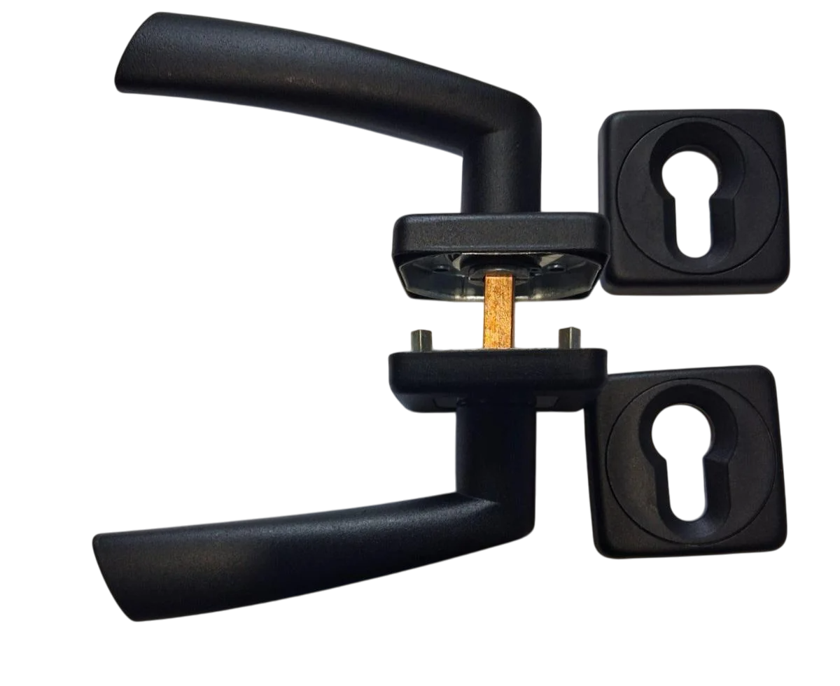 Дверна ручка на розетці Аріко Браво квадрат з декоративною накладкою Чорний (318061E) Дверна ручка на розетці Аріко Браво квадрат з декоративною накладкою Чорний (318061E)